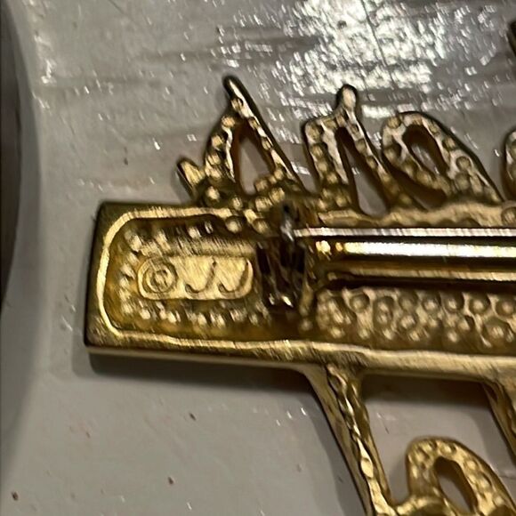 Vintage 2.3” Joanette Jewelry Teachers Rule gold tone brooch ruler enamel apple - Picture 12 of 13